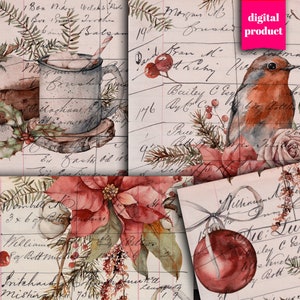 DIGITALE Weihnachten Junk Journal Ephemera - Digitale Weihnachtspapiere Download - VBM2372