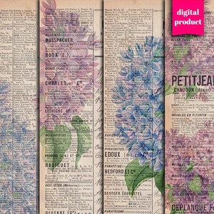 DIGITAL Lilac Vintage Ephemera - Printable Vintage Floral Papers Download - VBM2456