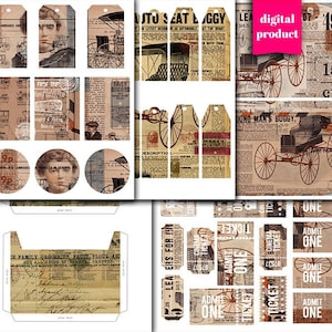 DIGITAL Vintage Junk Journal Kit - Afdrukbare Grunge Ephemera Download - VBM2531
