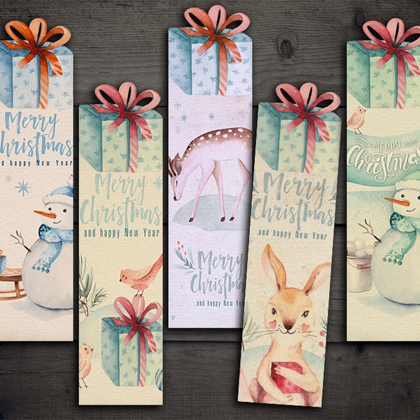 DIGITAL Printable Christmas Bookmarks - Digital Christmas Collage Sheet Download - VBM2189