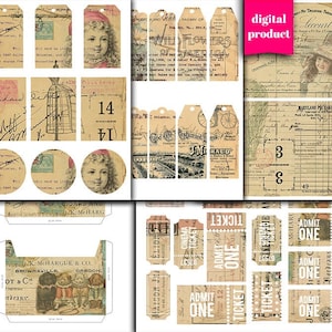 DIGITAL Vintage Junk Journal Kit - Afdrukbare Grunge Ephemera Download - VBM2532