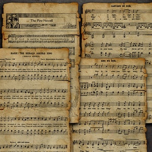 DIGITALE Vintage Weihnachtsnoten Noten - Printable Weihnachten Junk Journal Grafiken - VBM2229