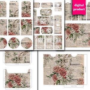 Digital vintage Botanical Junk Journal Kit - Éphéméride botanique imprimable pour junk journals - VBM2516