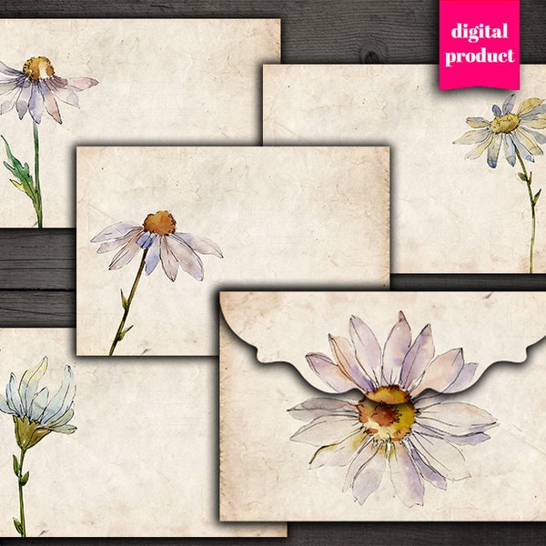 DIGITAL Floral Envelopes  - Printable Vintage Floral Envelopes - VBM2544