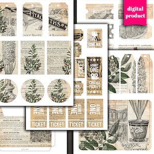 Digital vintage Botanical Junk Journal Kit - Éphéméride botanique imprimable - VBM2418