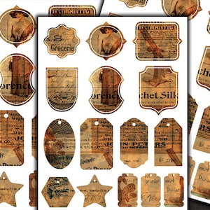 DIGITAL Junk Journal Vintage Ephemera Printables - Digital Collage Sheet Download