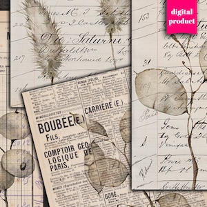 Vintage Botanical Ephemera: Printable Junk Journal Images (Digital Download)