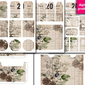 DIGITAL Vintage Botanical Junk Journal Kit - Afdrukbare botanische ephemera voor junk journals - VBM2515