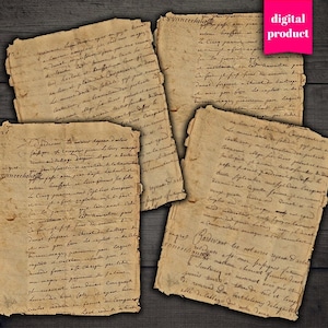DIGITAL Antique 1750's Handwritten Ephemera - Digital Grunge Junk Journal Handwritten Letters Descargar - VBM2462