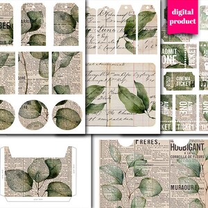 Digital vintage Botanical Junk Journal Kit - Éphéméride botanique imprimable pour junk journals - VBM2518