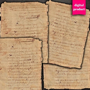 DIGITAL Antique 1750's Handwritten Ephemera - Digital Grunge Junk Journal Handwritten Letters Descargar - VBM2465