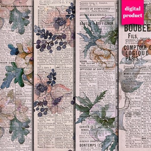 DIGITAL Floral Ephemera - Printable Vintage Floral Papers Download - VBM2448