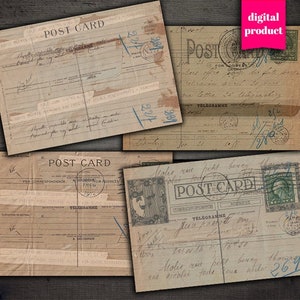 Cartes postales télégrammes vintage numériques - Téléchargement de cartes postales vintage imprimables - VBM2495