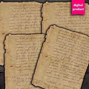 DIGITAL Antigo 1750 Manuscrito Ephemera - Digital Grunge Junk Journal Download de cartas manuscritas - VBM2460
