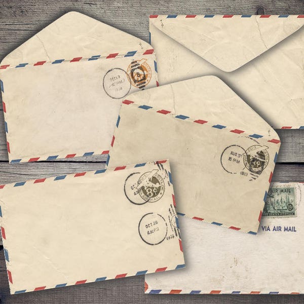 DIGITAL vintage Air Mail Envelopes - Printable Envelopes Digital Download - VBM1323