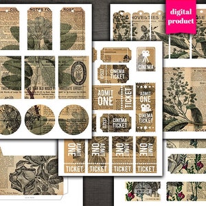 Digital vintage Botanical Junk Journal Kit - Éphéméride botanique imprimable - VBM2419