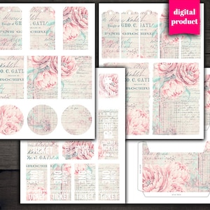 DIGITAL Floral Junk Journal Kit Télécharger - Printable Floral Collage Sheet - VBM2430