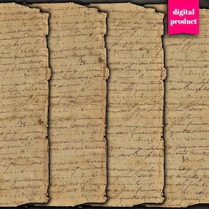 DIGITAL Antique 1750's Handwritten Ephemera - Digital Grunge Junk Journal Handwritten Letters Descargar - VBM2459