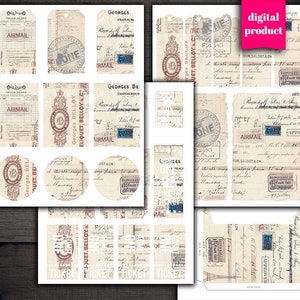 Digital Vintage Postal Junk Journal Kit Download - Grunge Ephemera stampabile - VBM2432