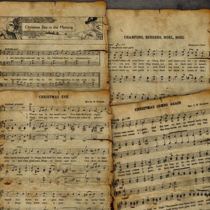 DIGITALE Vintage Weihnachten Notenblätter - Printable Weihnachten Junk Journal Grafiken - VBM2230