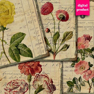 DIGITAL Vintage Floral Ephemera - Printable Vintage Botanical Papers Download - VBM2439