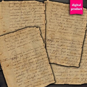 DIGITAL Antique 1750's Handwritten Ephemera - Digital Grunge Junk Journal Handwritten Letters Descargar - VBM2466