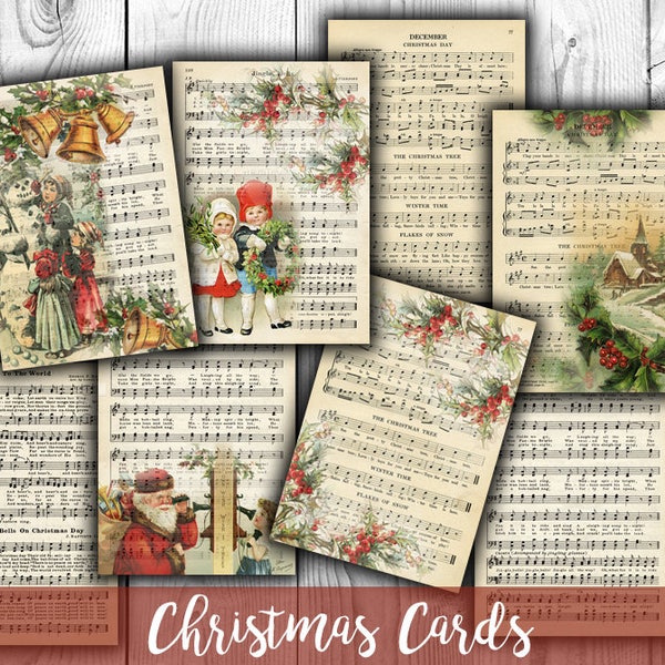 DIGITAL Christmas Cards Digital Collage Sheet Download - Digital Paper - Instant Download Printables - VBM1227