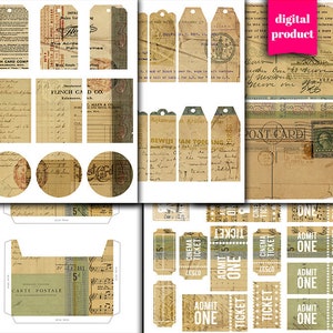 DIGITAL Vintage Ephemera Junk Journal Kit Printable Grunge - Etsy