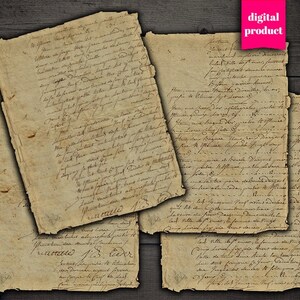 DIGITAL Antigo 1750 Manuscrito Ephemera - Digital Grunge Junk Journal Download de cartas manuscritas - VBM2464