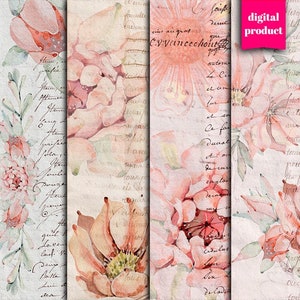 DIGITAL Floral Ephemera - Printable Vintage Floral Papers Download - VBM2477