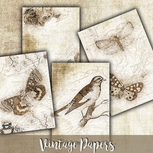 DIGITAL Vintage Ephemera Digital Collage Sheet - Digital Paper Printables