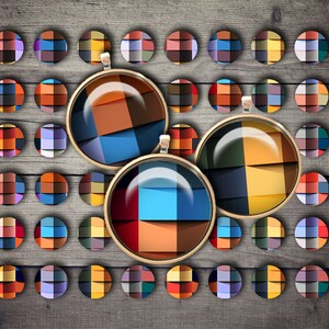 DIGITAL Printable Geometric 1 inch Circles for Jewelry Pendants - Digital Collage Sheet Download
