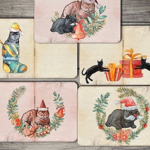 Christmas Cats Junk Journal Pages: Printable Digital Paper (PDF)