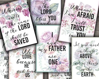 Bible Verse Cards: Floral Scripture Art Prints (Digital Download)