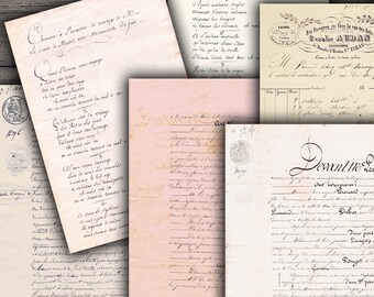 DIGITAL Vintage Handwritten Ephemera Printables - Digital Collage Sheet Download