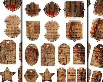DIGITAL Junk Journal Vintage Ephemera Printables - Digital Collage Sheet Download