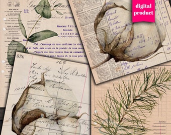 DIGITAL Vintage Botanical Ephemera - Printable Vintage Junk Journal Ephemera - VBM2504