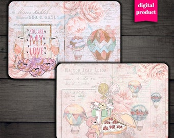 DIGITAL Valentines Junk Journal Pages - Printable Vintage Valentines Digital Paper - VBM2391