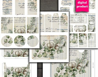 DIGITAL Vintage Botanical Junk Journal Kit - Printable Botanical Ephemera for Junk Journals - VBM2514