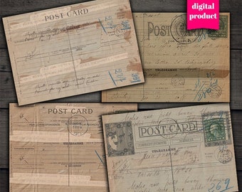 Cartes postales vintage Telegram : Ephémères imprimables (téléchargement numérique)