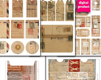 DIGITAL Vintage Airmail Postal Junk Journal Kit - Printable Postal Ephemera - VBM2519