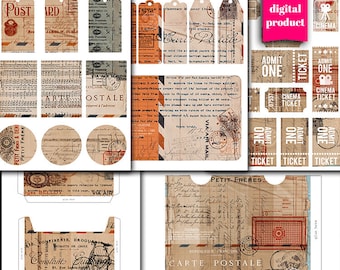 DIGITAL Vintage Postal Junk Journal Kit - Printable Grunge Airmail Ephemera - VBM2521