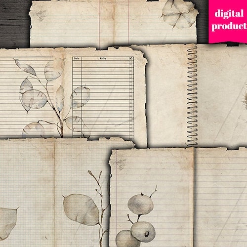 DIGITAL Grunge Floral Junk Journal Pages Printable Grunge - Etsy