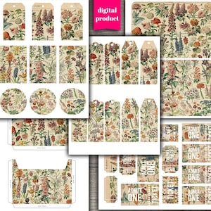 Digital vintage Botanical Junk Journal Kit - Éphéméride florale vintage imprimable - VBM2613