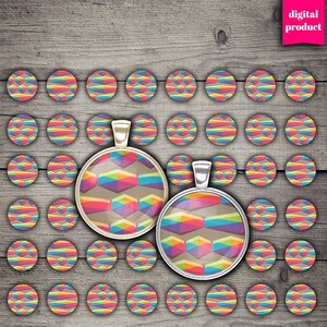 1 Inch Circle Graphics: Geometric Cabochon Pendants (Digital Download)