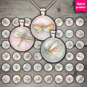Dragonflies & Butterflies 1 Inch Circles: Printable Cabochons (Digital Download)