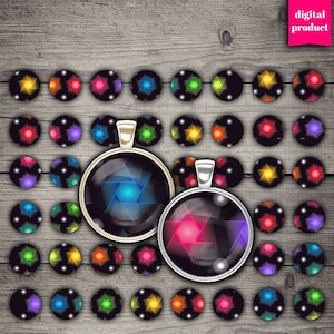 1 Inch Geometric Cabochon Circles: Printable Graphics (Digital Download)