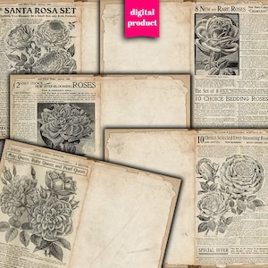 Botanical Junk Journal Pages: Vintage Garden Ephemera (Digital Download)