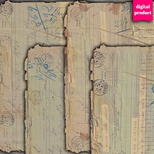 DIGITAL Grunge Ephemera Collage - Digital Vintage Documents, Newspapers, Telegrams for Junk Journals - VBM2596