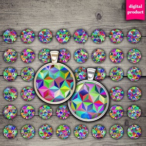 1 Inch Geometric Circles: Cabochons, Pendants (Digital Download)